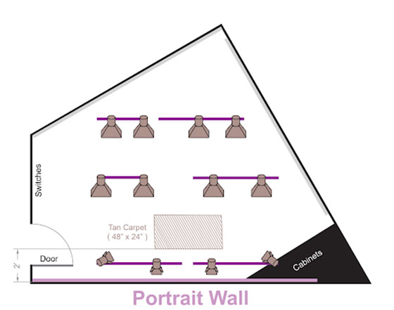 Cielux Track Lighting linear configuration plan for social media studio